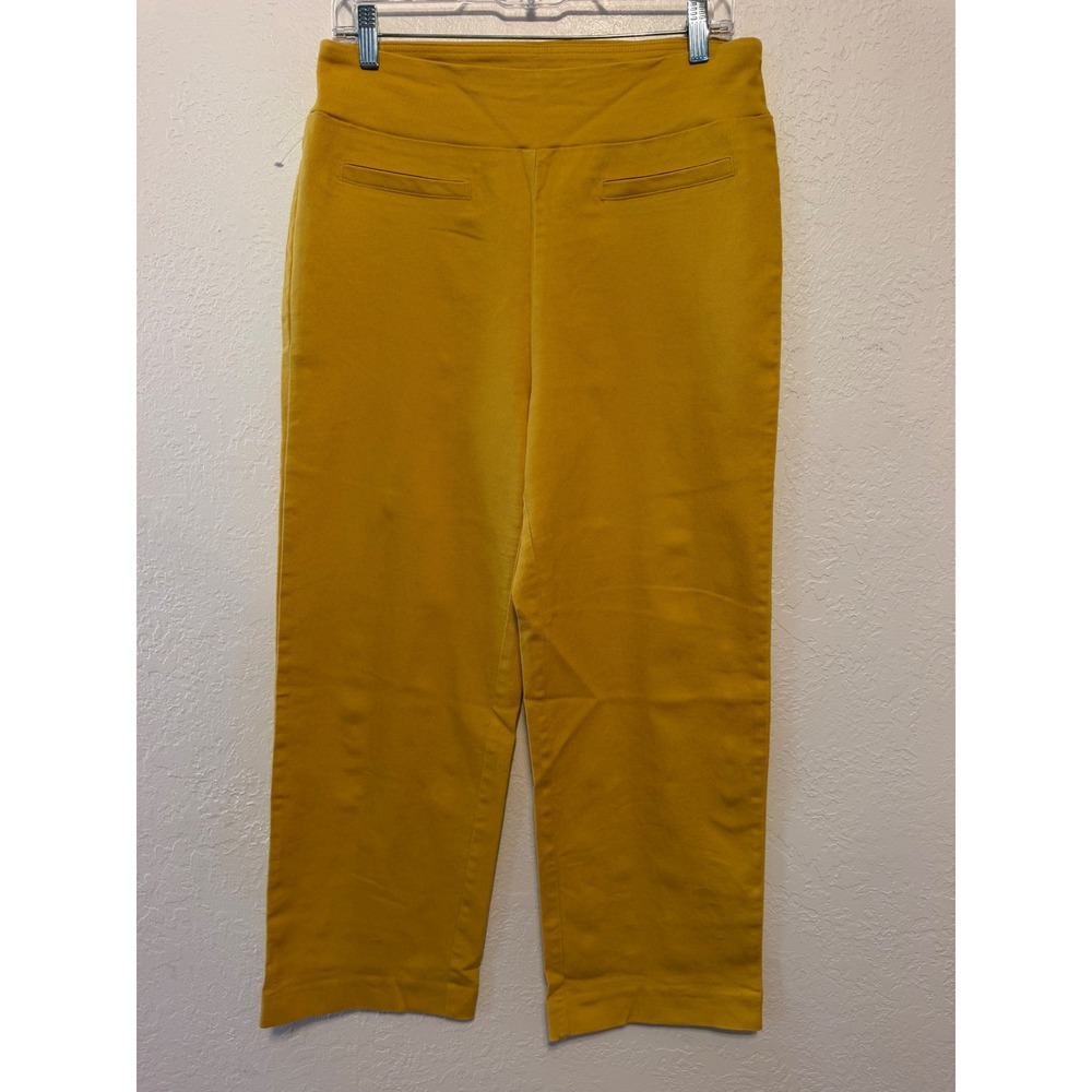 Wonderly Womens Mustard Yellow Wide Leg Crop Pull On Pants Size 10